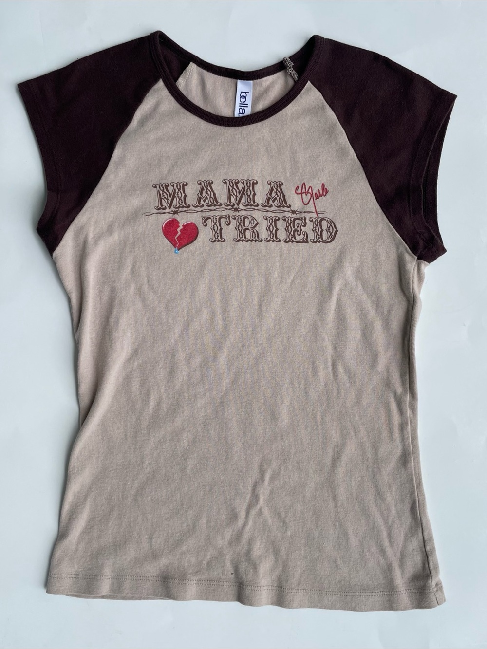 💔 Merle Haggard ‘Mama Tried’ 💔 VTG Bella Brand Raglan Style T-Shirt in Beige Med